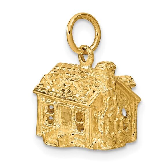 14k Yellow Gold 3D House Pendant - Picture 4 of 6